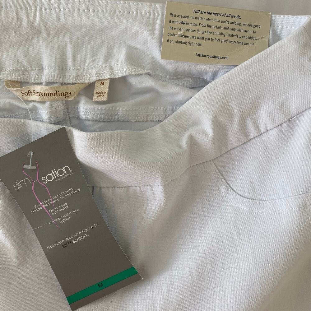 Soft Surroundings White Ankle Pants Pull On Stretch Straight Leg M NWT - Picture 11 of 14